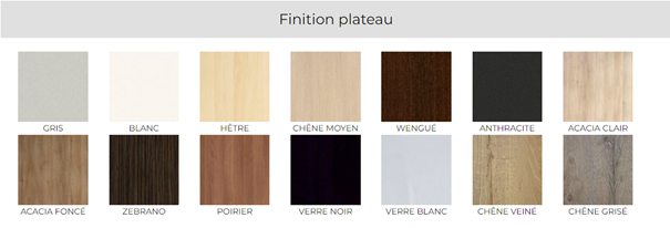 palette de couleur finition plateau