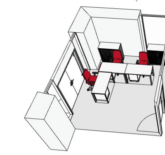 plan pour bureau d'angle et sièges ergonomiques